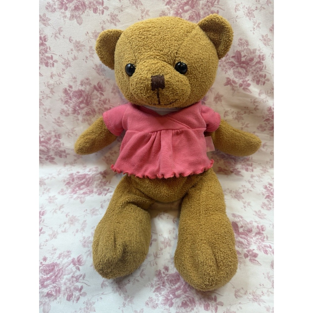 Vintage Fisher-Price Teddy Bear Plush 12" Brown Bear Pink Shirt Stuffed Animal